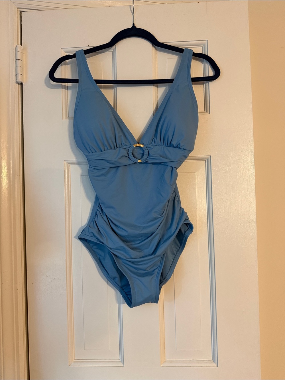 Michael Kors Blue One-Piece Swimsuit with Gold Ring Detail NWT!